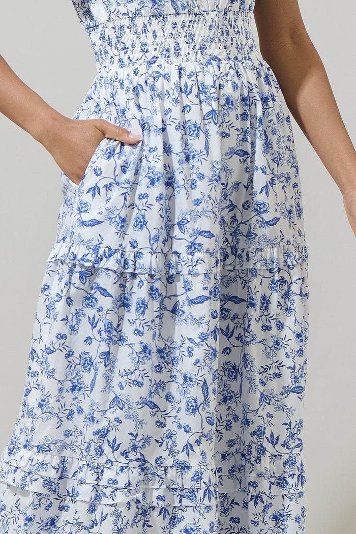 Kearny Floral Palmer Poplin Tiered Maxi Dress
