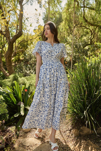 Kearny Floral Palmer Poplin Tiered Maxi Dress