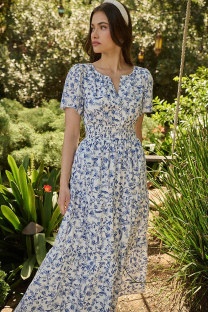 Kearny Floral Palmer Poplin Tiered Maxi Dress