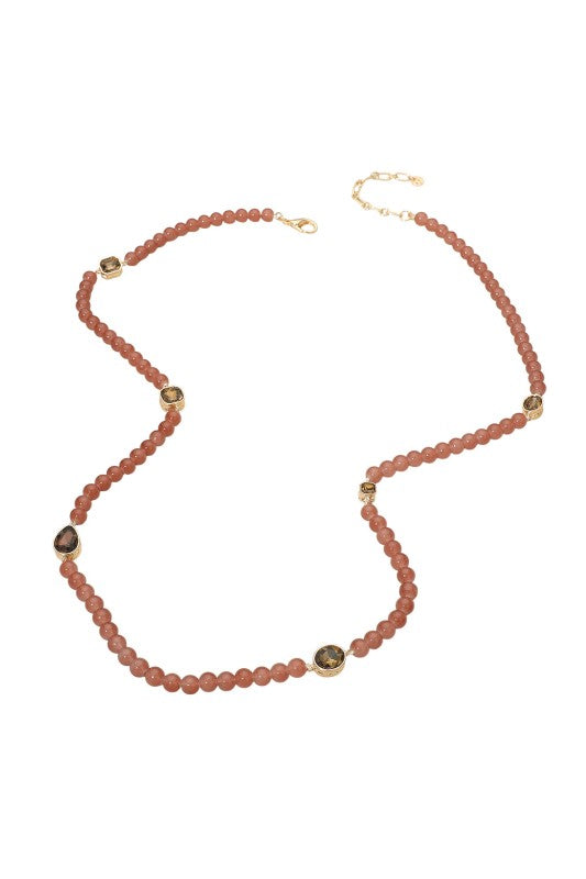 Keep It Natural Long Necklace-Peach Rose-Cute-Trendy-Shop-Womens-Boutique-Clothing-Store
