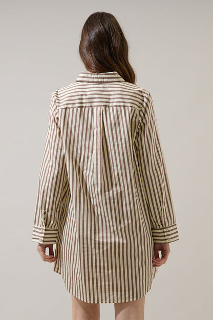 Keina Striped Luba Oversized Shirt Mini Dress