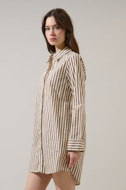 Keina Striped Luba Oversized Shirt Mini Dress