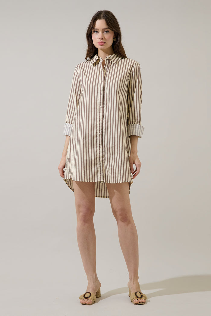 Keina Striped Luba Oversized Shirt Mini Dress