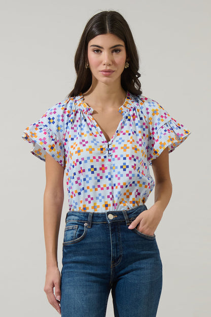 Kessa Geo Macy Ruffle Top