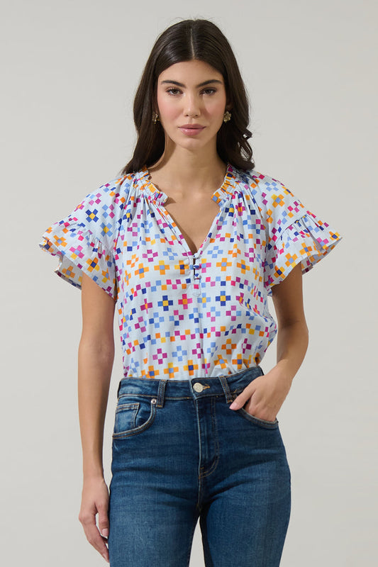 Kessa Geo Macy Ruffle Top