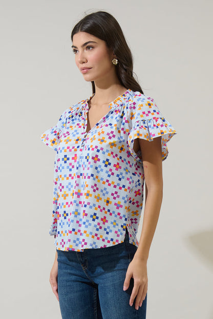 Kessa Geo Macy Ruffle Top