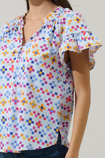 Kessa Geo Macy Ruffle Top