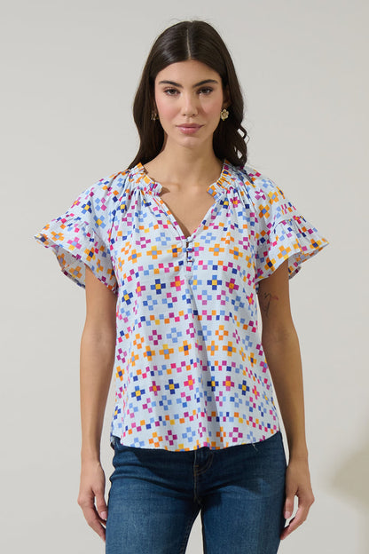 Kessa Geo Macy Ruffle Top