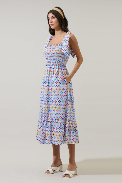 Kessa Geo Mitzy Smocked Midi Dress