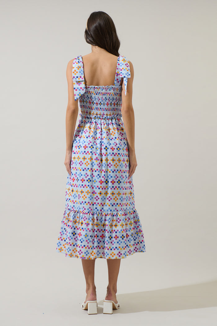 Kessa Geo Mitzy Smocked Midi Dress