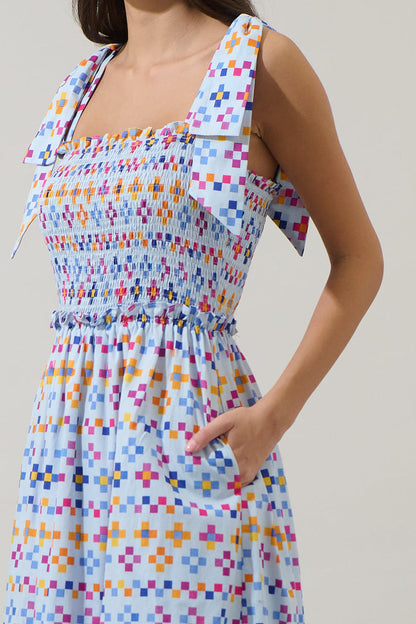 Kessa Geo Mitzy Smocked Midi Dress