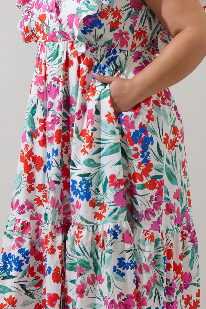 Kivia Blossom Fairness Poplin Surplice Midi Dress Curve