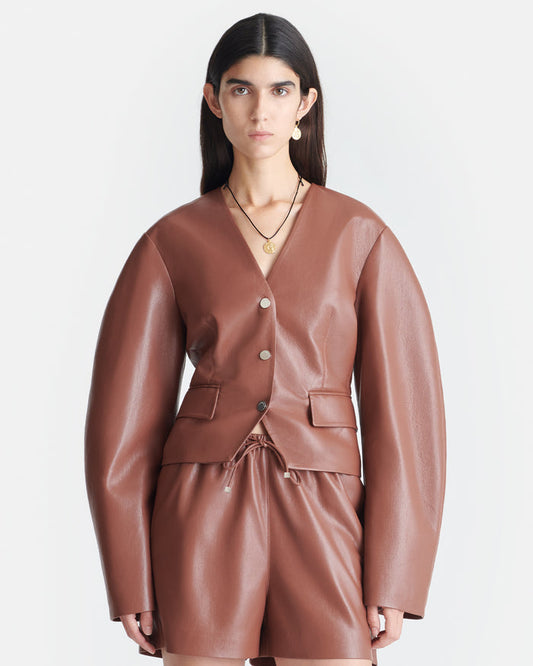 Kiyo - Okobor™ Alt-Leather Blazer - Henna