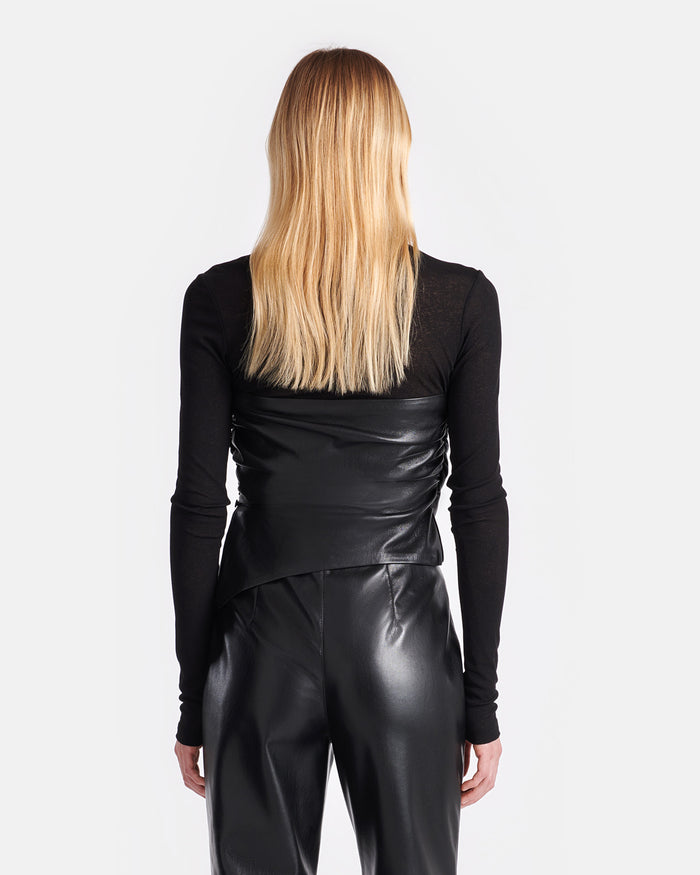 Kynlee - Mixed fabric turtleneck top - Black
