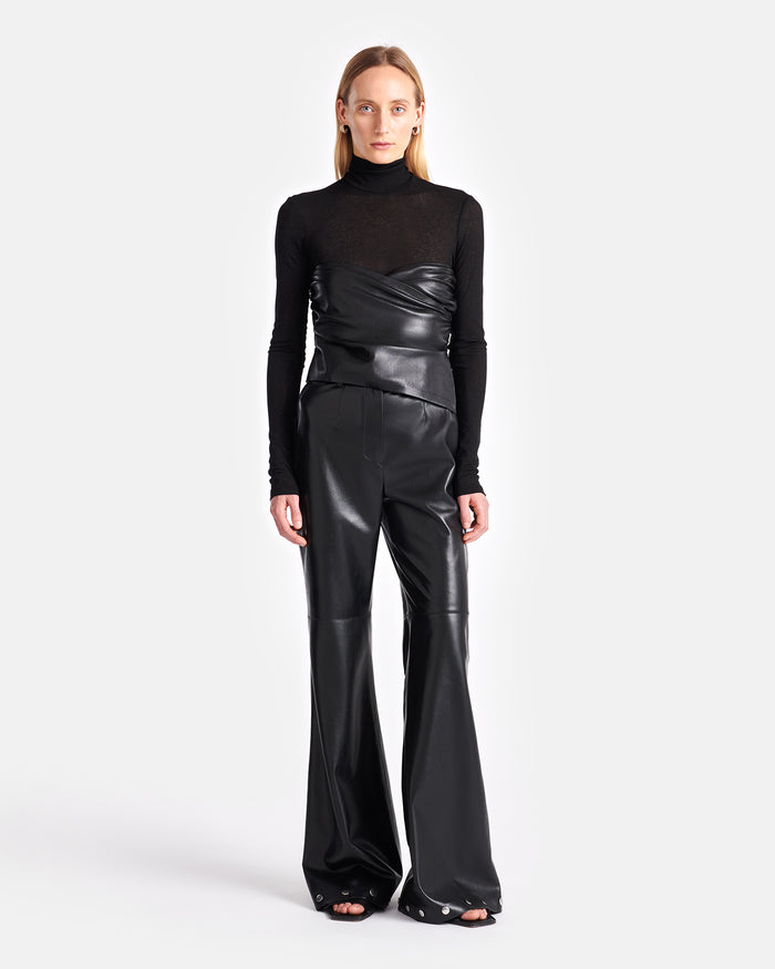 Kynlee - Mixed fabric turtleneck top - Black