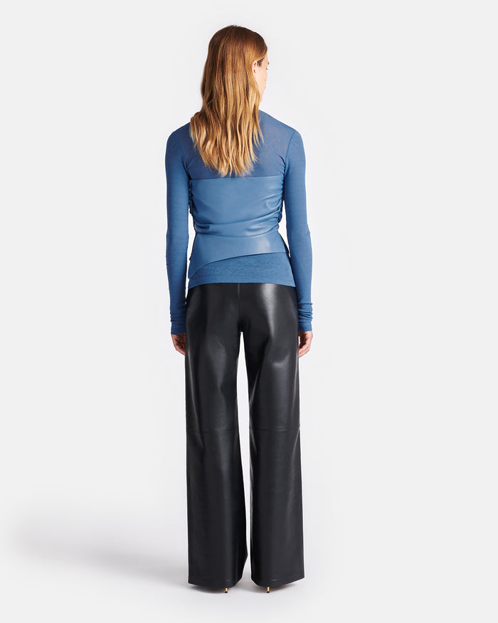 Kynlee - Mixed fabric turtleneck top - Blue