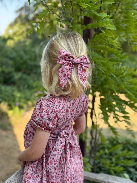 La Coqueta Scarlett Hand Smocked Fish in Pink Bird Floral