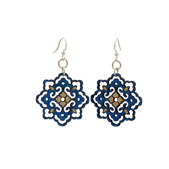 Lace flower earrings with fine open cut-out detail, eco-friendly jewelry made in USA