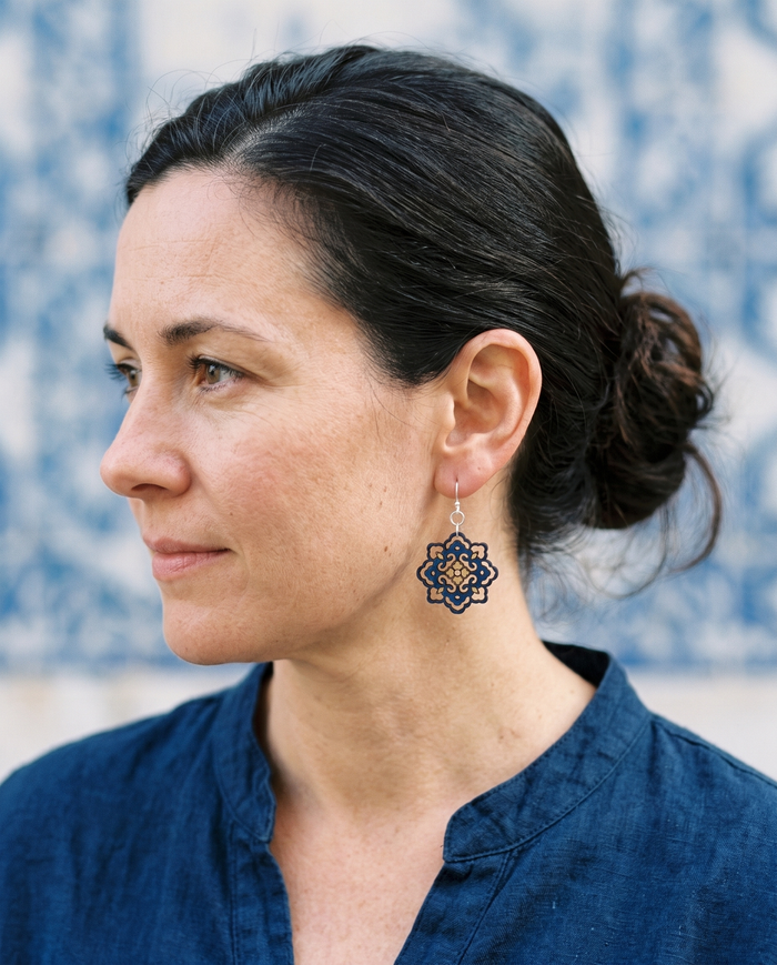 Lace Flower Earrings #1674 shown on model