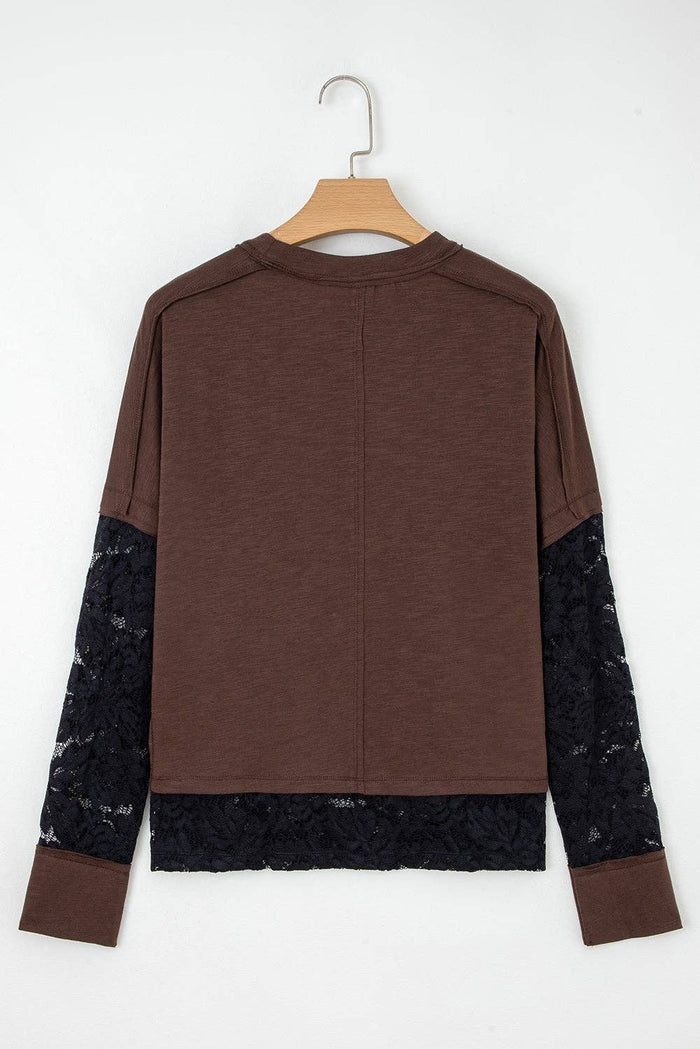 Lace Patchwork Long Sleeve Top