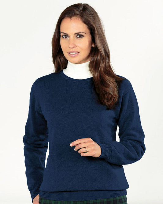Lambswool Crew Neck Jumper - Navy - The Classic Boutique