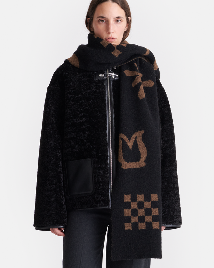 Lance - Brushed alpaca scarf - Black/Brown