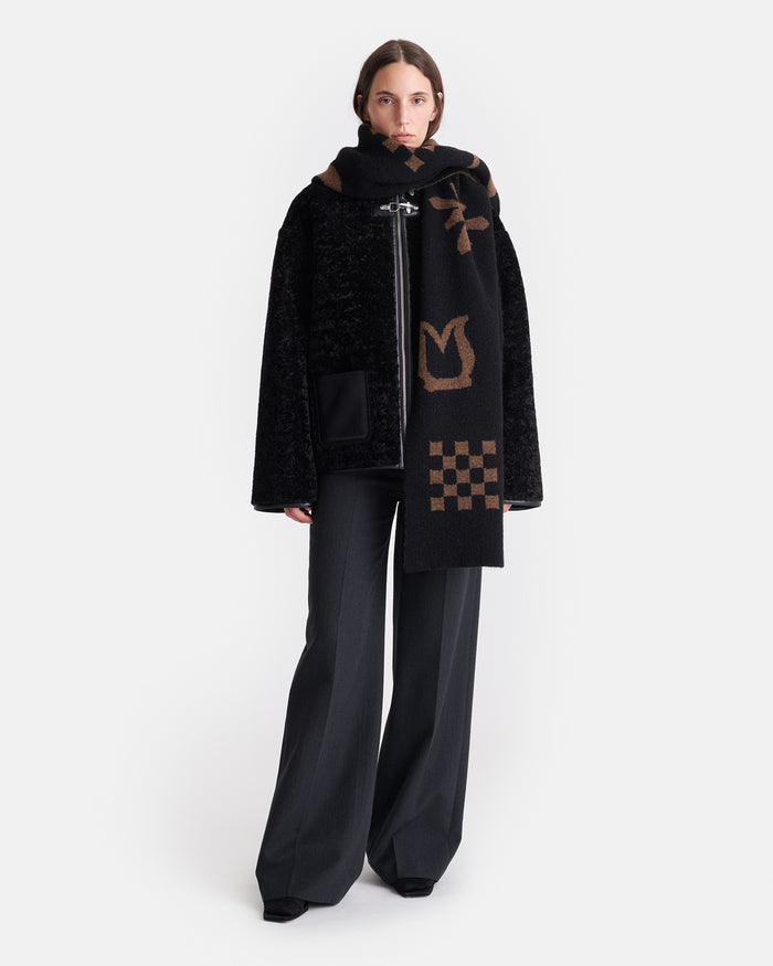 Lance - Brushed alpaca scarf - Black/Brown
