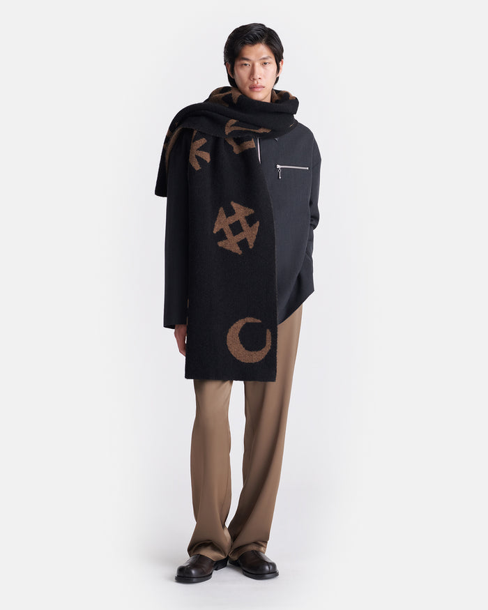 Lance - Brushed alpaca scarf - Black/Brown