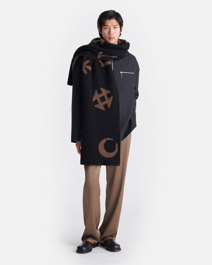 Lance - Brushed alpaca scarf - Black/Brown