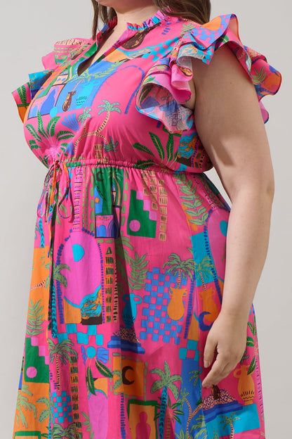 Lanus City Dillan Midi Ruffle Dress Curve