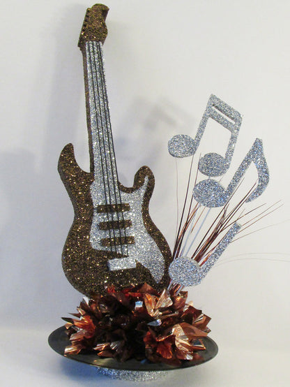 Large Guitar on Record Base Centerpiece