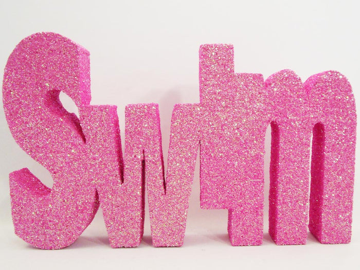 Large styrofoam word swim cutout - Designs by Ginny