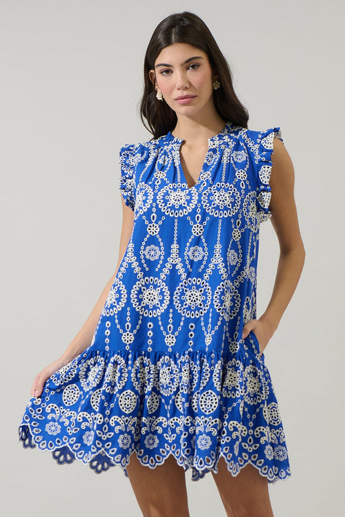 Laurin Eyelet Ruffle Mini Dress