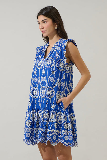 Laurin Eyelet Ruffle Mini Dress