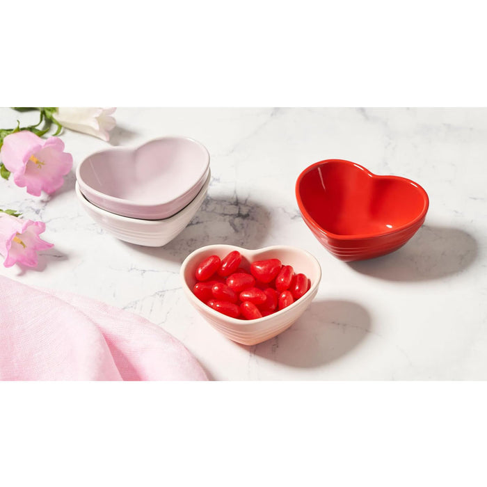 Le Creuset  Mini Heart Bowls Set of 4 - White