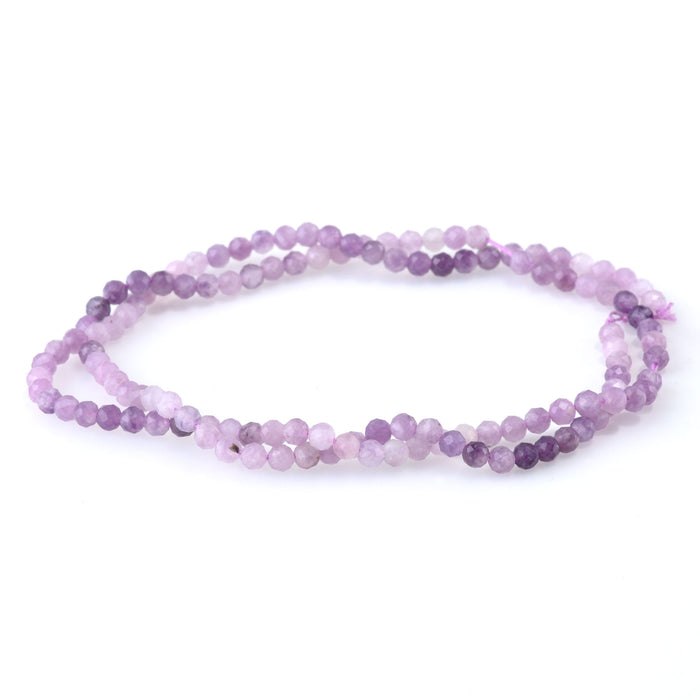 This is a Dakota Stones 3mm Lepidolite Banded Gemstone strand with faceted round beads in 15-16 inch strand.