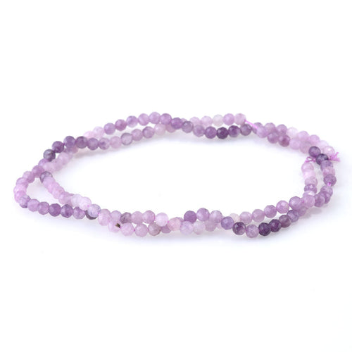 This is a Dakota Stones 3mm Lepidolite Banded Gemstone strand with faceted round beads in 15-16 inch strand.