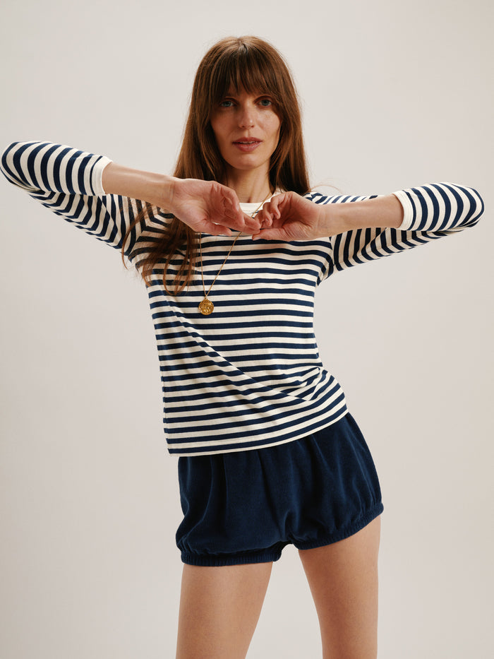 Navy-Ivory Stripe