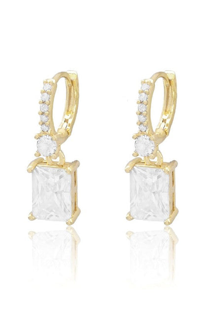 Let The Ball Drop Sparkling Square CZ Earrings-Gold-Cute-Trendy-Shop-Womens-Boutique-Clothing-Store