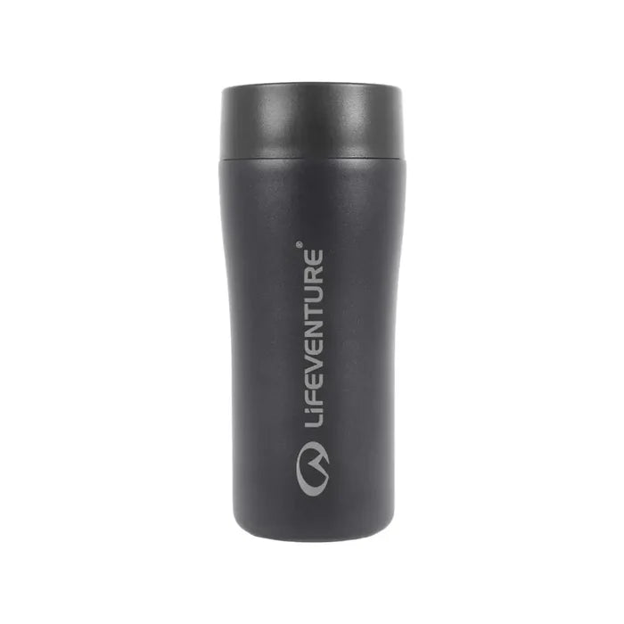 Lifeventure One Touch Stainless Steel Thermal Mugs 350ml black shown against a plain white background