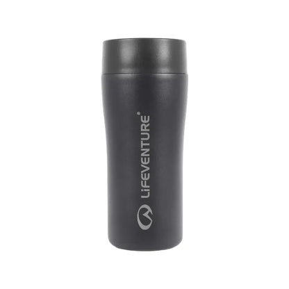 Lifeventure One Touch Stainless Steel Thermal Mugs 350ml black shown against a plain white background