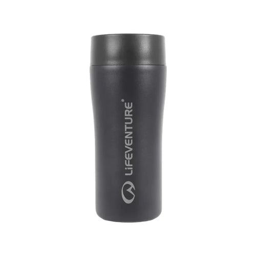 Lifeventure One Touch Stainless Steel Thermal Mugs 350ml black shown against a plain white background