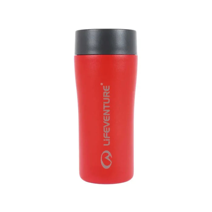 Lifeventure One Touch Stainless Steel Thermal Mugs 350ml red shown against a plain white background
