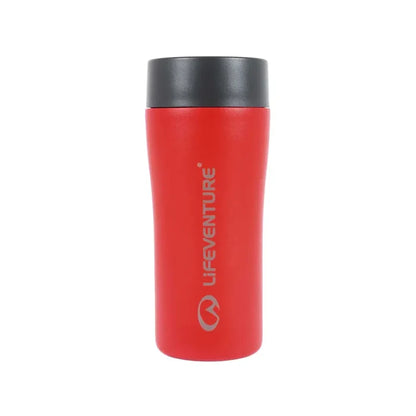 Lifeventure One Touch Stainless Steel Thermal Mugs 350ml red shown against a plain white background