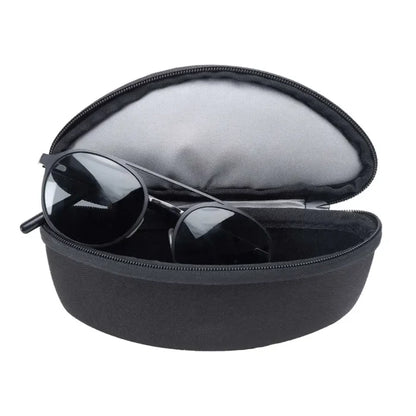 Lifeventure Protective Sunglasses Case shown with a pair of glasses protuding from inside on a white background