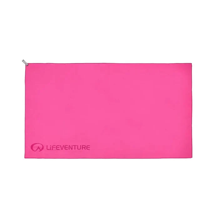Opened out image of a Xlarge Lifeventure SoftFibre travel towel in pink