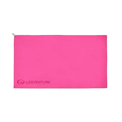 Opened out image of a Xlarge Lifeventure SoftFibre travel towel in pink