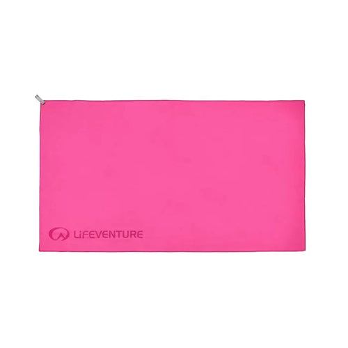 Opened out image of a Xlarge Lifeventure SoftFibre travel towel in pink