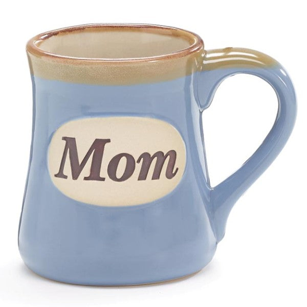 Light Blue Mom and Message 18 oz. Porcelain Mug Front