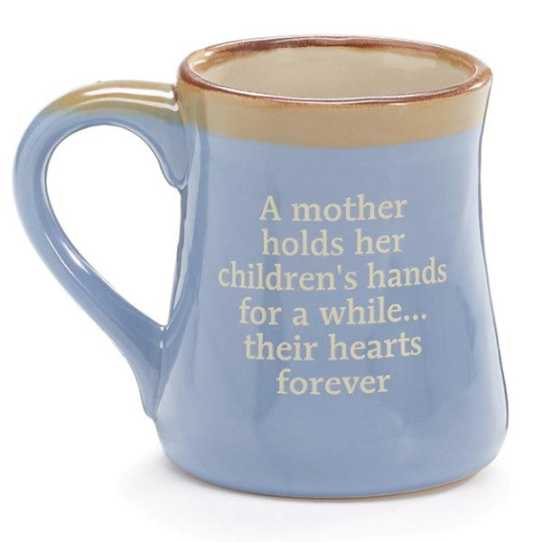 Light Blue Mom and Message 18 oz. Porcelain Mug Back